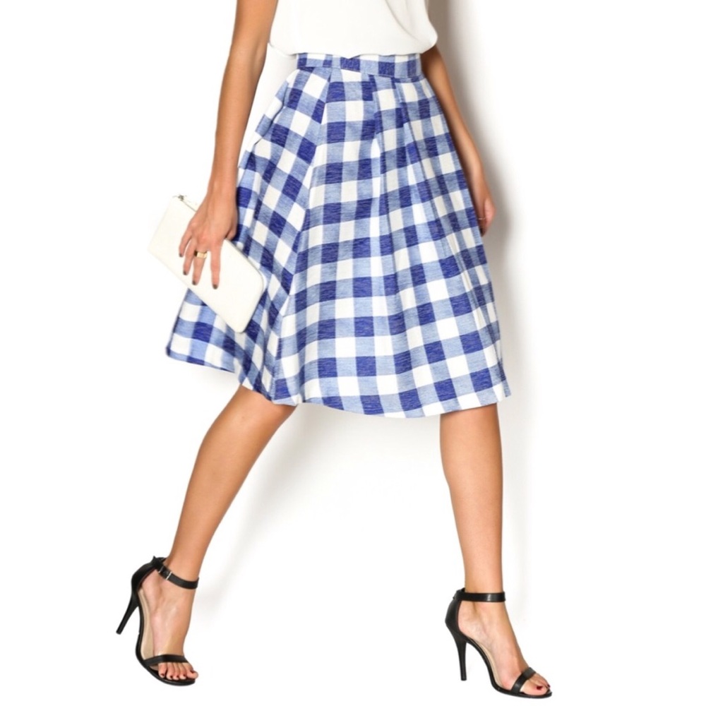 Gingham Buffalo Plaid Midi Skirt Top Set 2 Piece